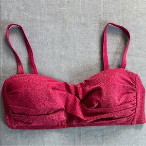 Lands' End Pink Ruched Bikini Bandeau